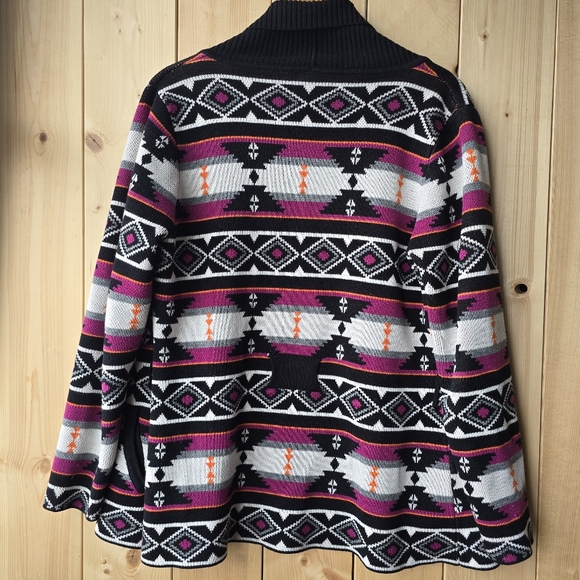 Twik Tribal Aztec Print Open Long Cardigan Sweater L/XL - Picture 5 of 9
